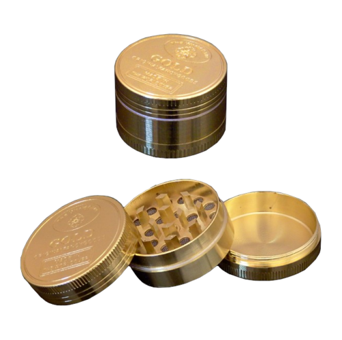 Młynek do tytoniu metalowy 3 częściowy - Sztabka złota II